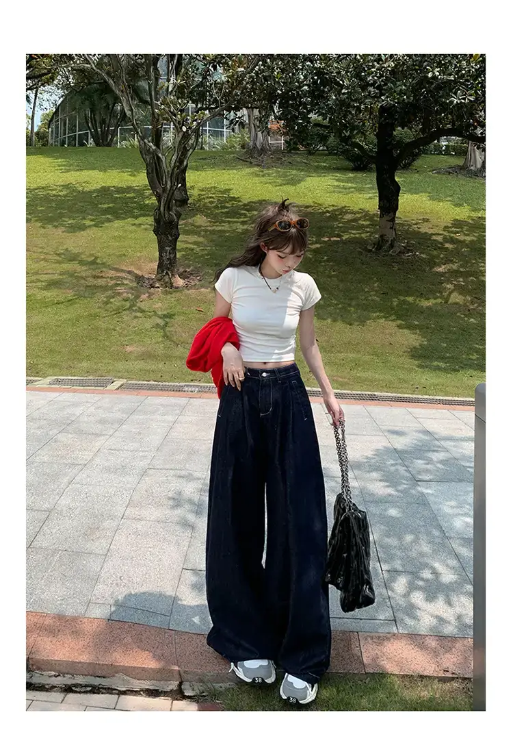 Young Orange American Style Wide Leg Jeans Women — feature 16