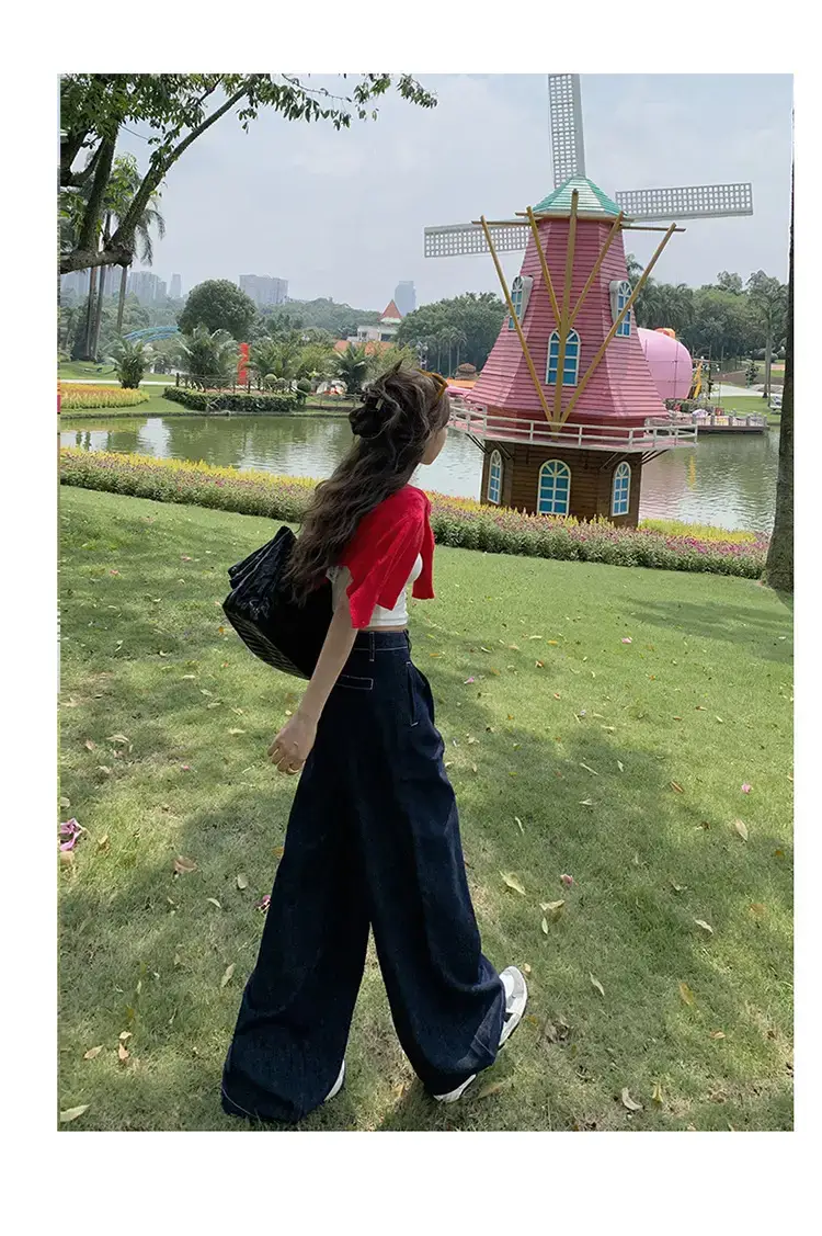 Young Orange American Style Wide Leg Jeans Women — feature 18