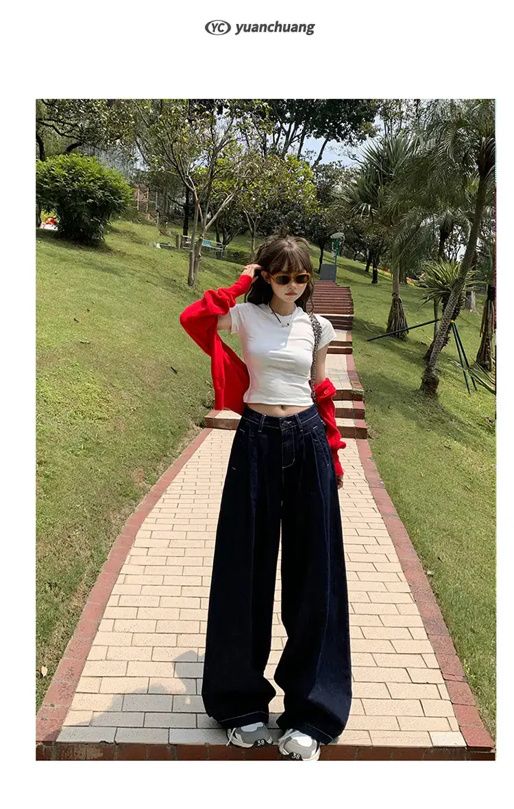 Young Orange American Style Wide Leg Jeans Women — feature 20