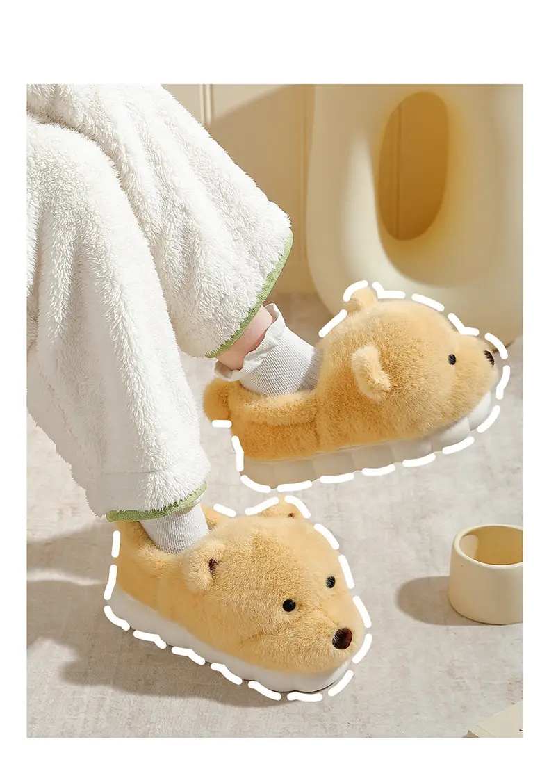 Cotton Slippers with Heel Cover for Women, Winter Indoor Home Slippers for Couples, Thick-Soled Men's Winter Cartoon Warm Plush Cotton Shoes for Men — feature 10