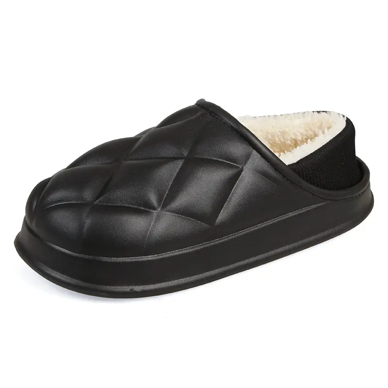 Autumn and Winter Bag Heel Waterproof Cotton Slippers for Women Couple Home Indoor and Outdoor Wear fleece-lined Non-slip Warm Moon Shoes for Men