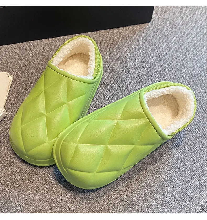 Autumn and Winter Bag Heel Waterproof Cotton Slippers for Women Couple Home Indoor and Outdoor Wear fleece-lined Non-slip Warm Moon Shoes for Men — feature 12