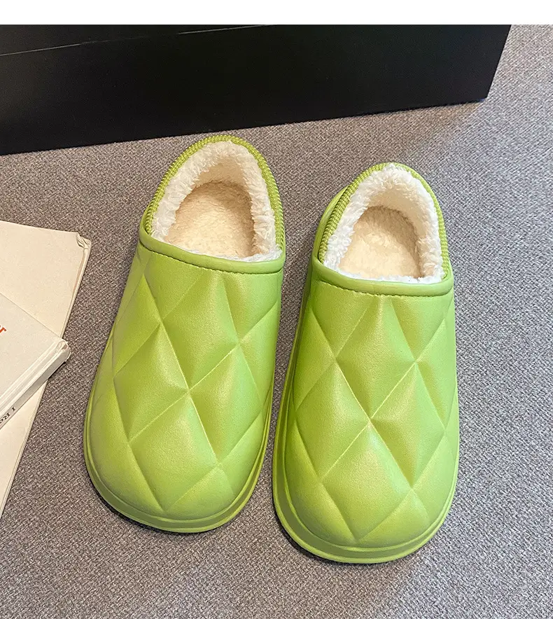 Autumn and Winter Bag Heel Waterproof Cotton Slippers for Women Couple Home Indoor and Outdoor Wear fleece-lined Non-slip Warm Moon Shoes for Men — feature 13