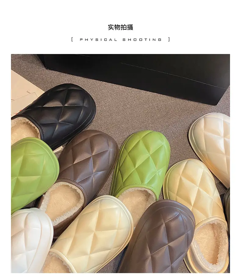 Autumn and Winter Bag Heel Waterproof Cotton Slippers for Women Couple Home Indoor and Outdoor Wear fleece-lined Non-slip Warm Moon Shoes for Men — feature 7