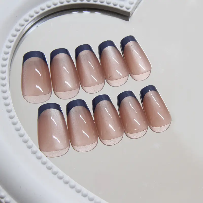 French Flag Nail Pads 24pcs Solid Color Dark Blue