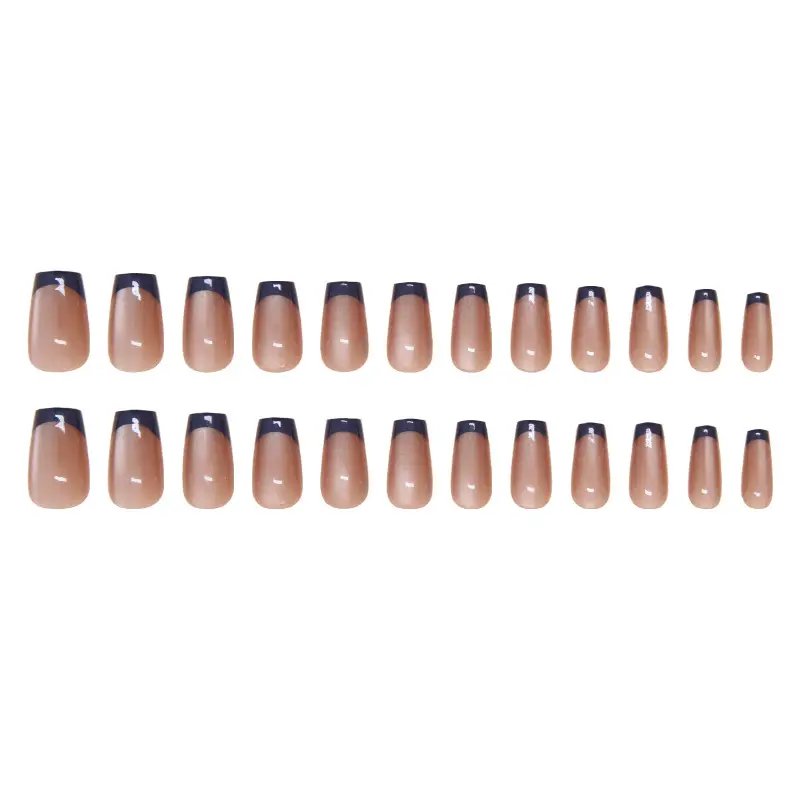 French Flag Nail Pads 24pcs Solid Color Dark Blue