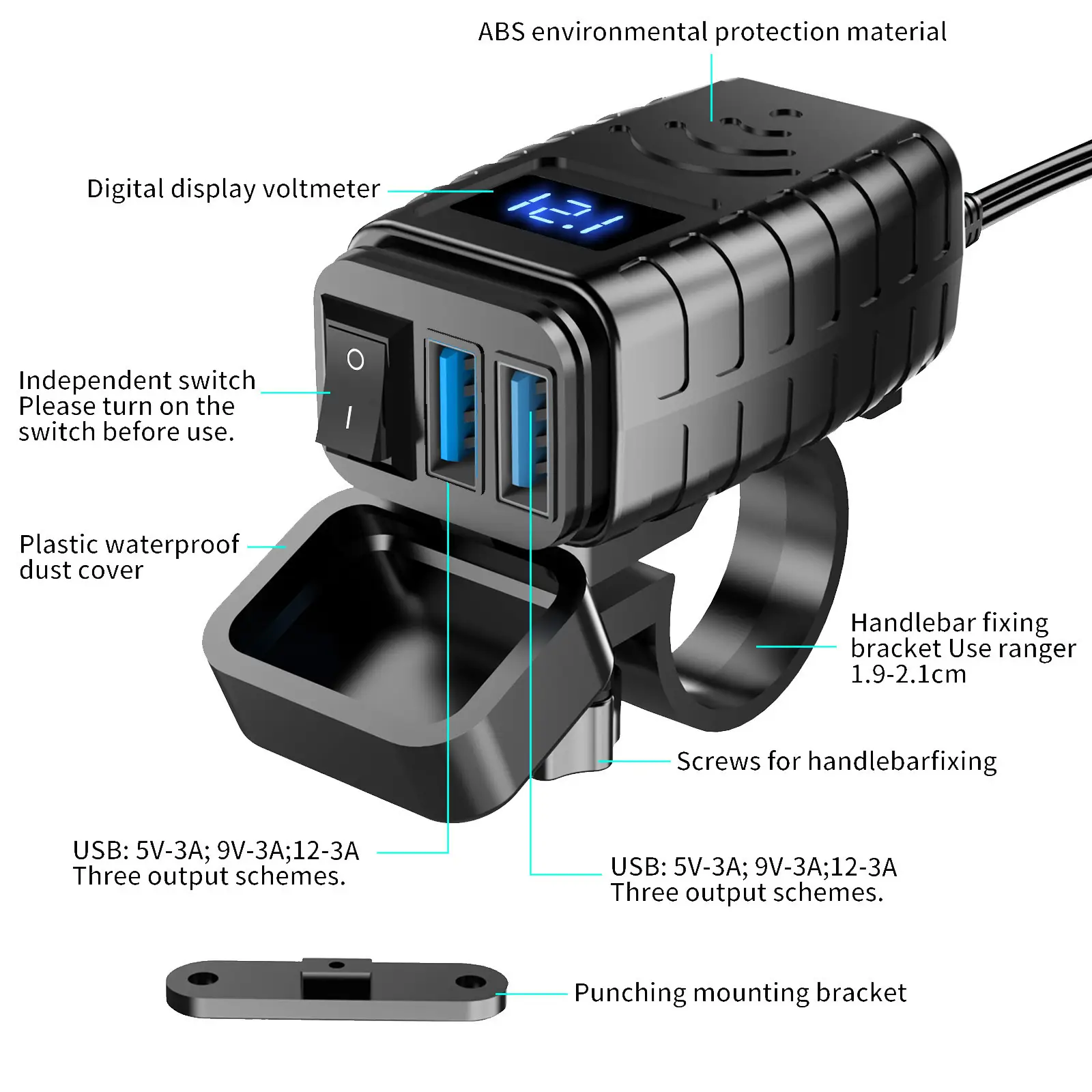 Dual USB Charger with Digital Display 12-24V - Image 5