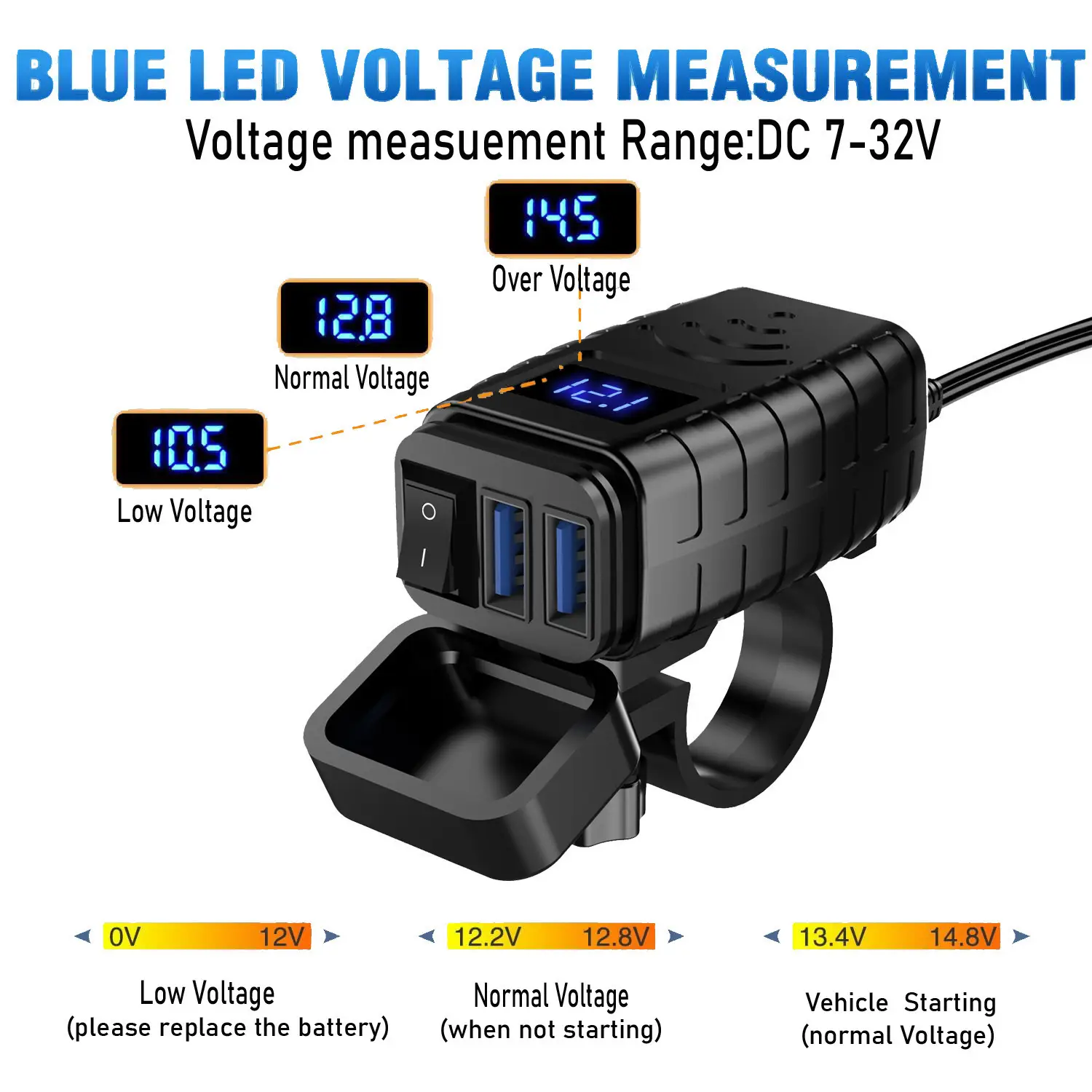 Dual USB Charger with Digital Display 12-24V — feature 5