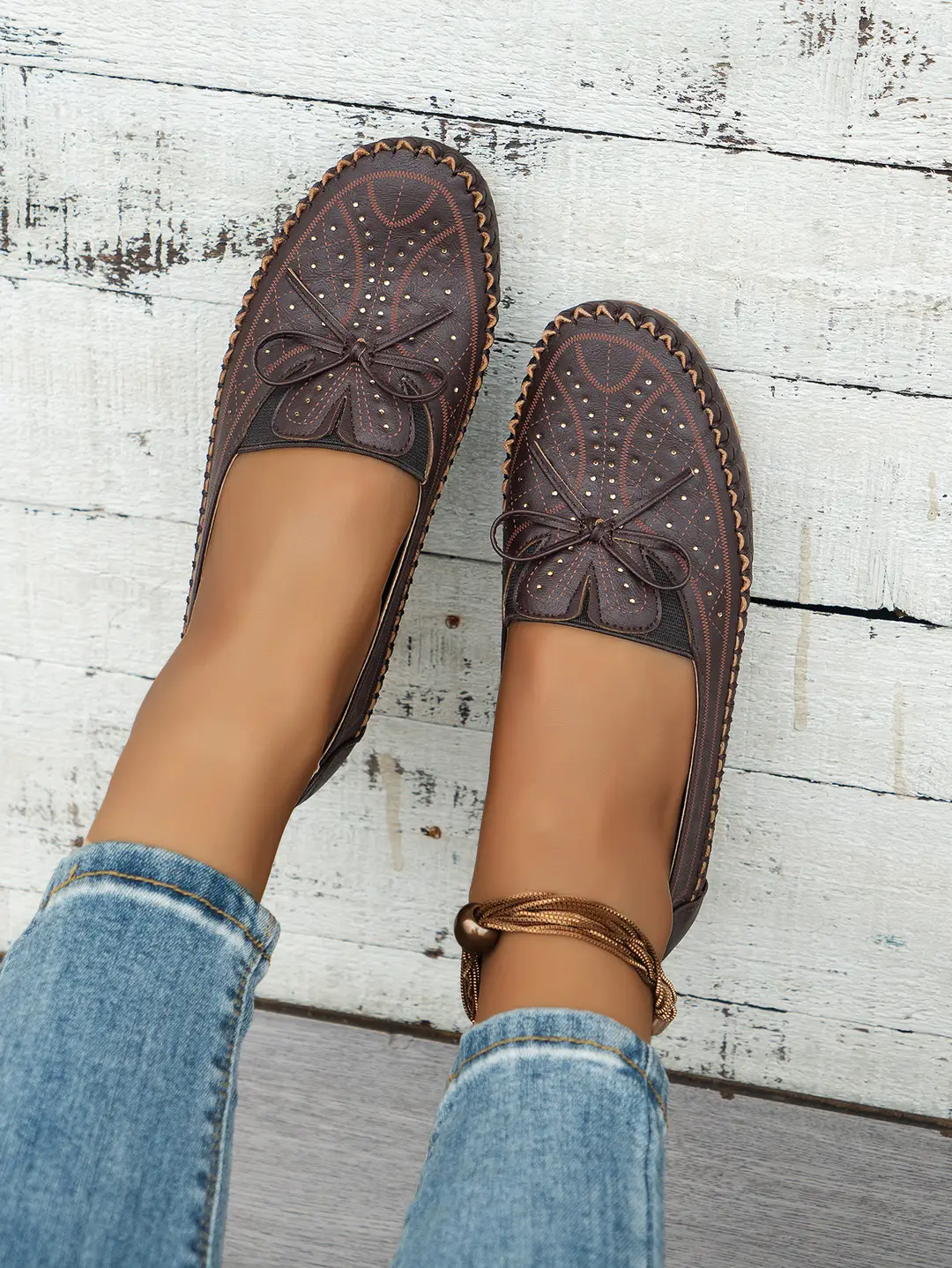 Large Size New Style Foreign Trade Stitched Laser Women's Flat Loafers, Foreign Trade Cross-Border E-Commerce Supply, Trendy and Versatile Style — feature 2