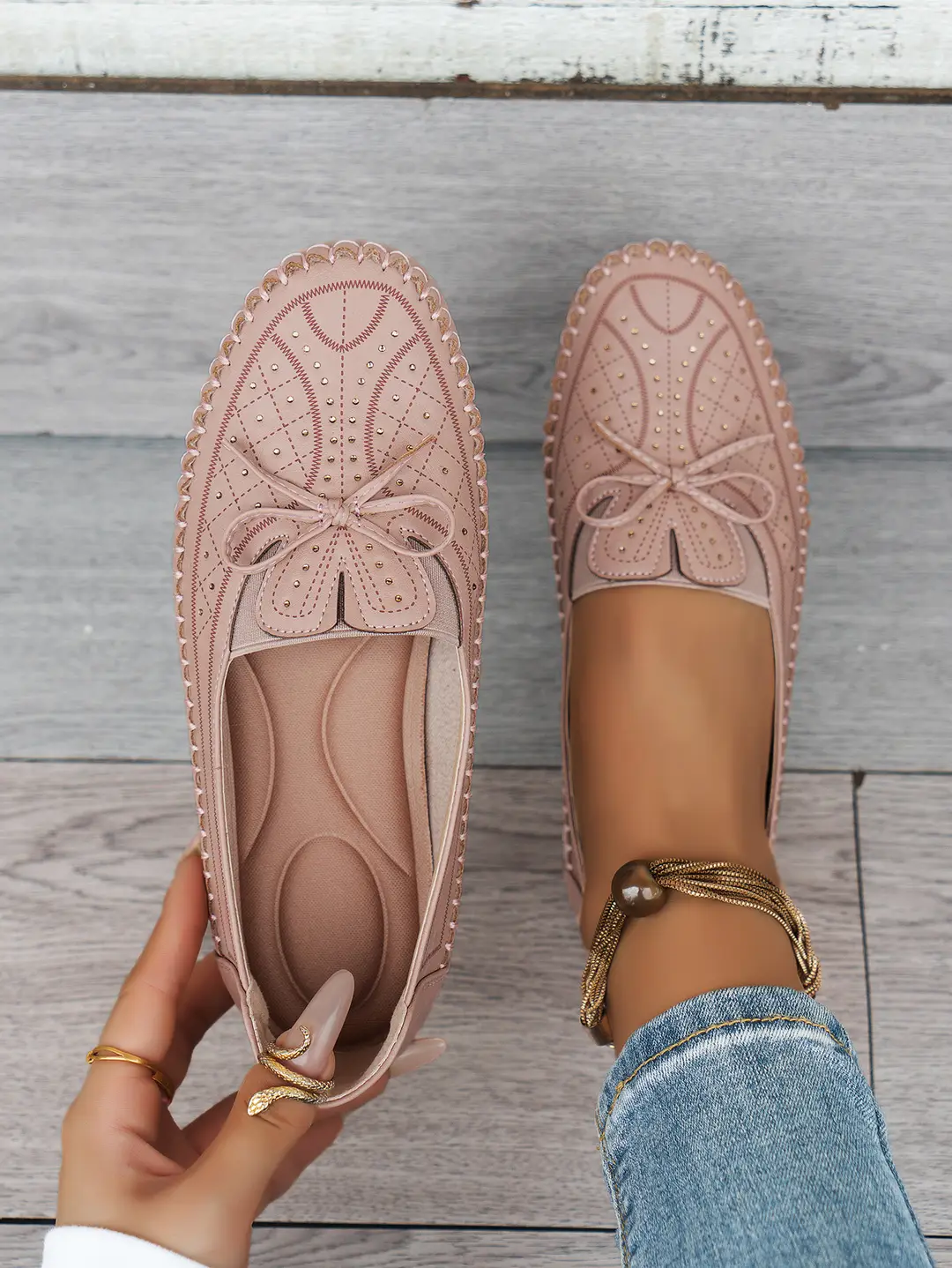 Large Size New Style Foreign Trade Stitched Laser Women's Flat Loafers, Foreign Trade Cross-Border E-Commerce Supply, Trendy and Versatile Style — feature 22