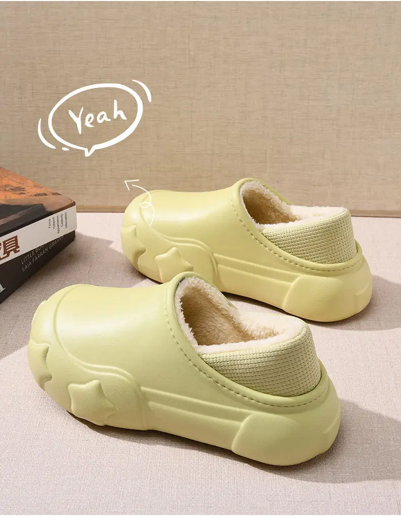 Women's Fleece Lined Cotton Slippers Cream Warm Winter — feature 3