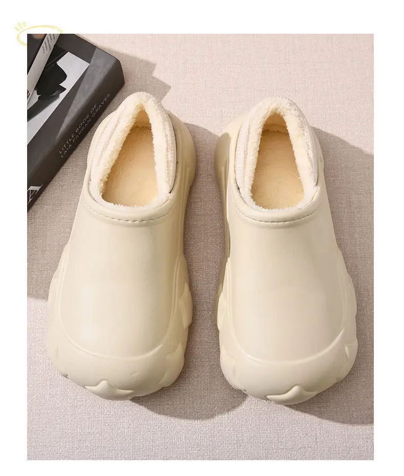 Women's Fleece Lined Cotton Slippers Cream Warm Winter — feature 9