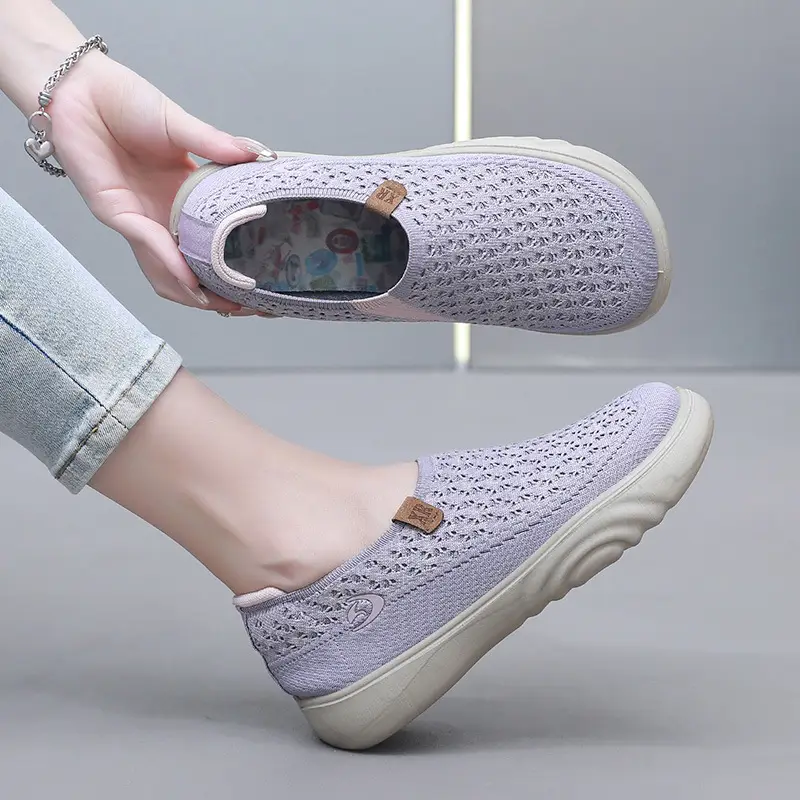 2025 Grey Fly-Knit Slip-On Shoes for Women - Image 6