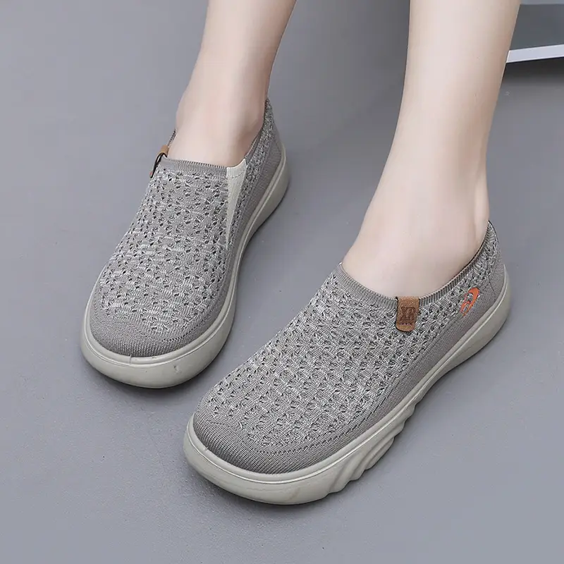 2025 Grey Fly-Knit Slip-On Shoes for Women - Image 7