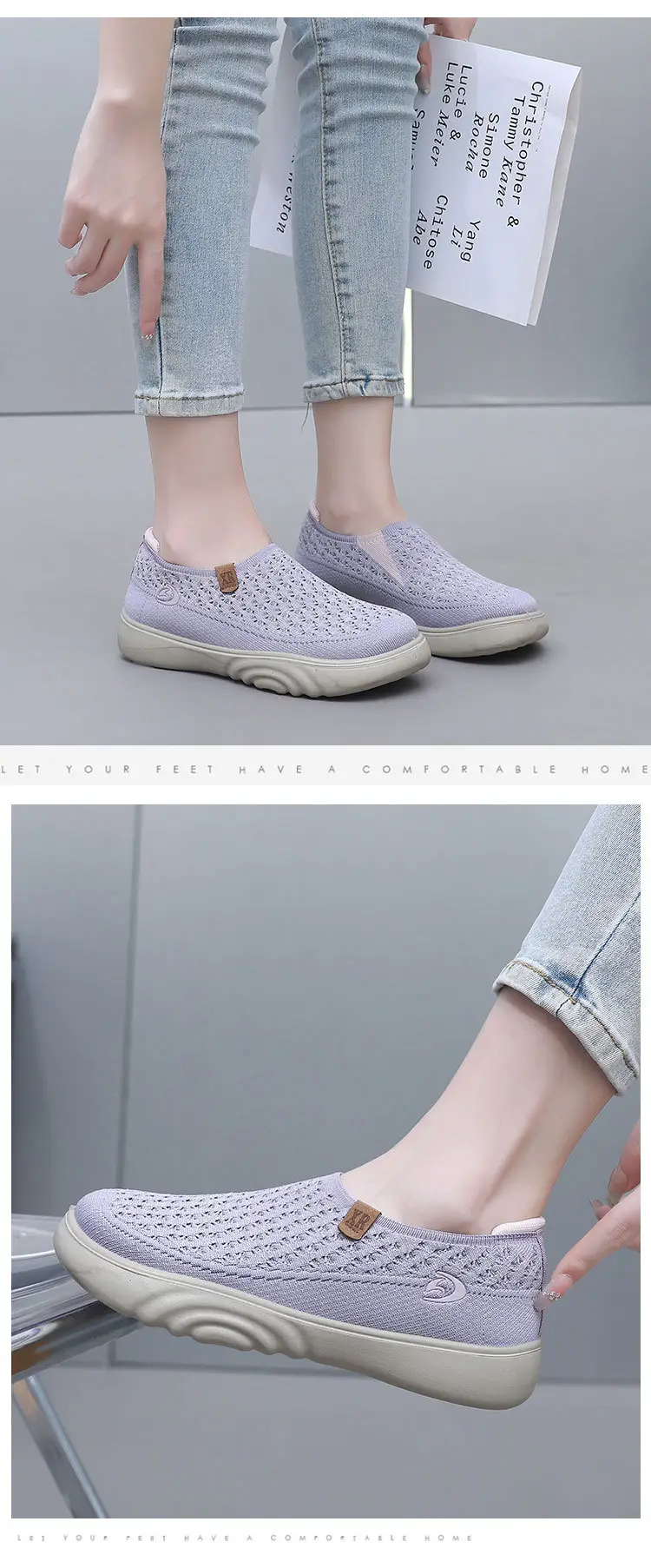 2025 Grey Fly-Knit Slip-On Shoes for Women — feature 16