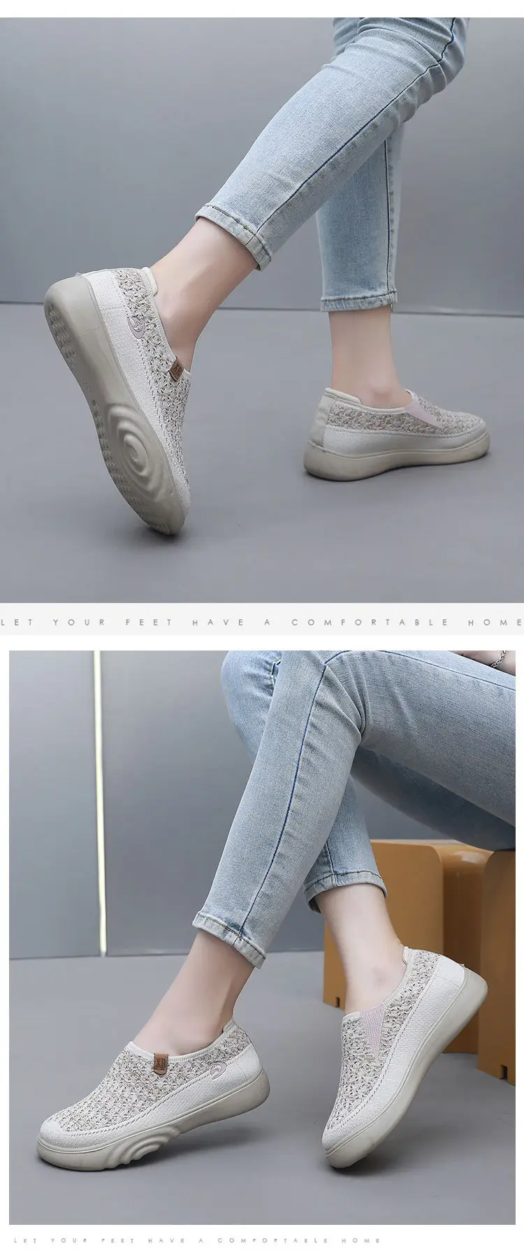 2025 Grey Fly-Knit Slip-On Shoes for Women — feature 19