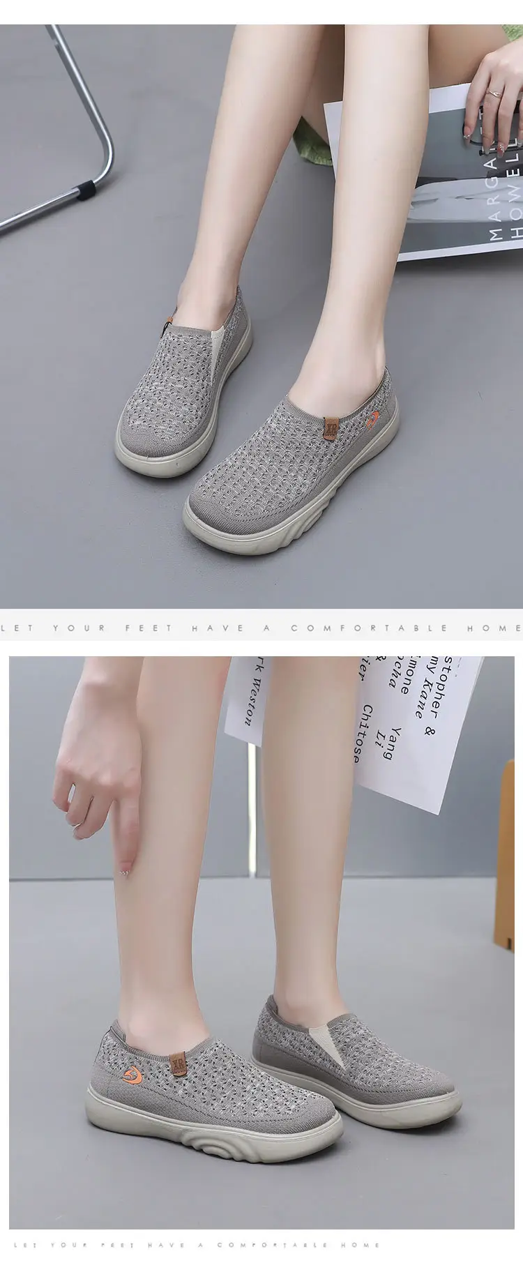 2025 Grey Fly-Knit Slip-On Shoes for Women — feature 22