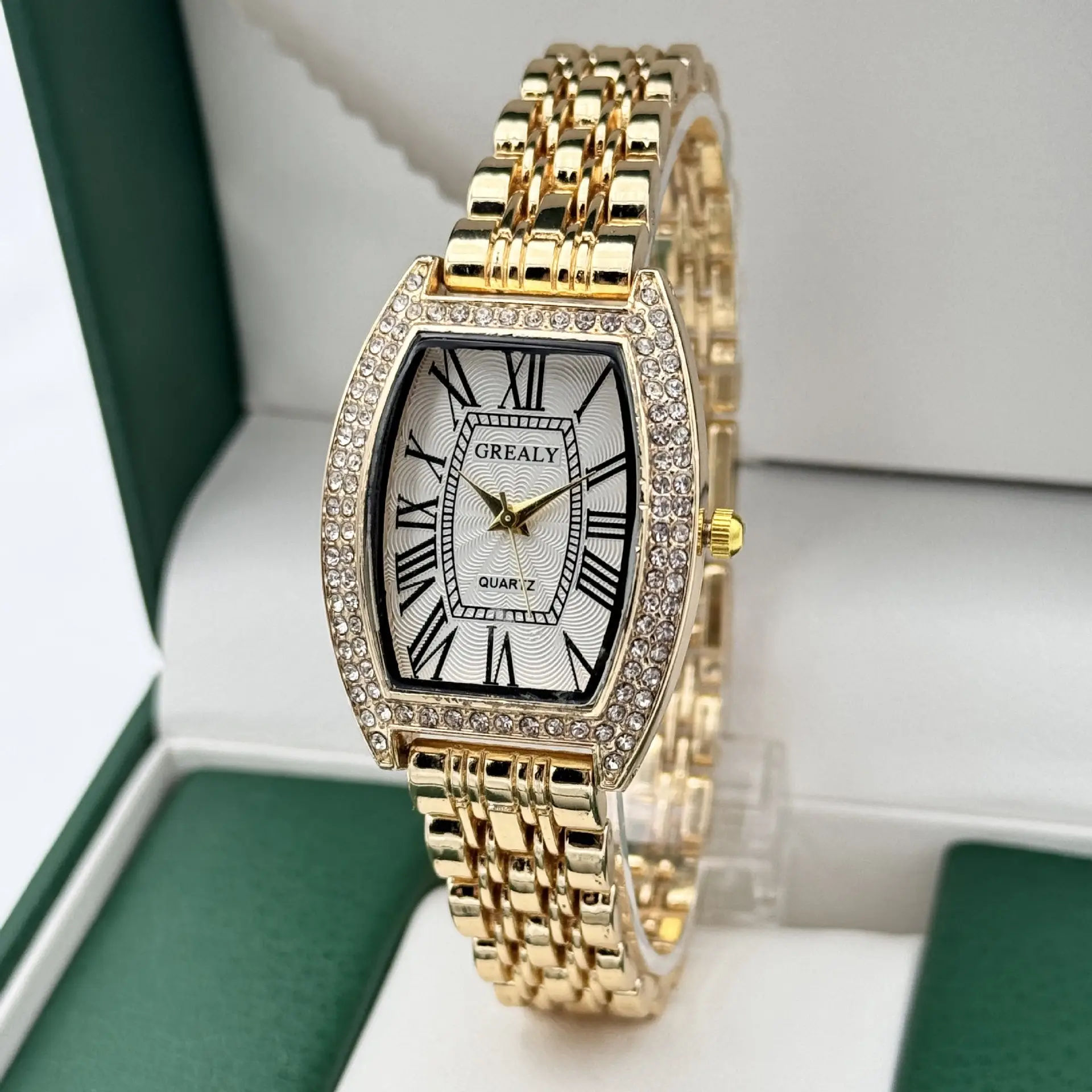 Gold Diamond-Encrusted Women's Quartz Watch — feature 5