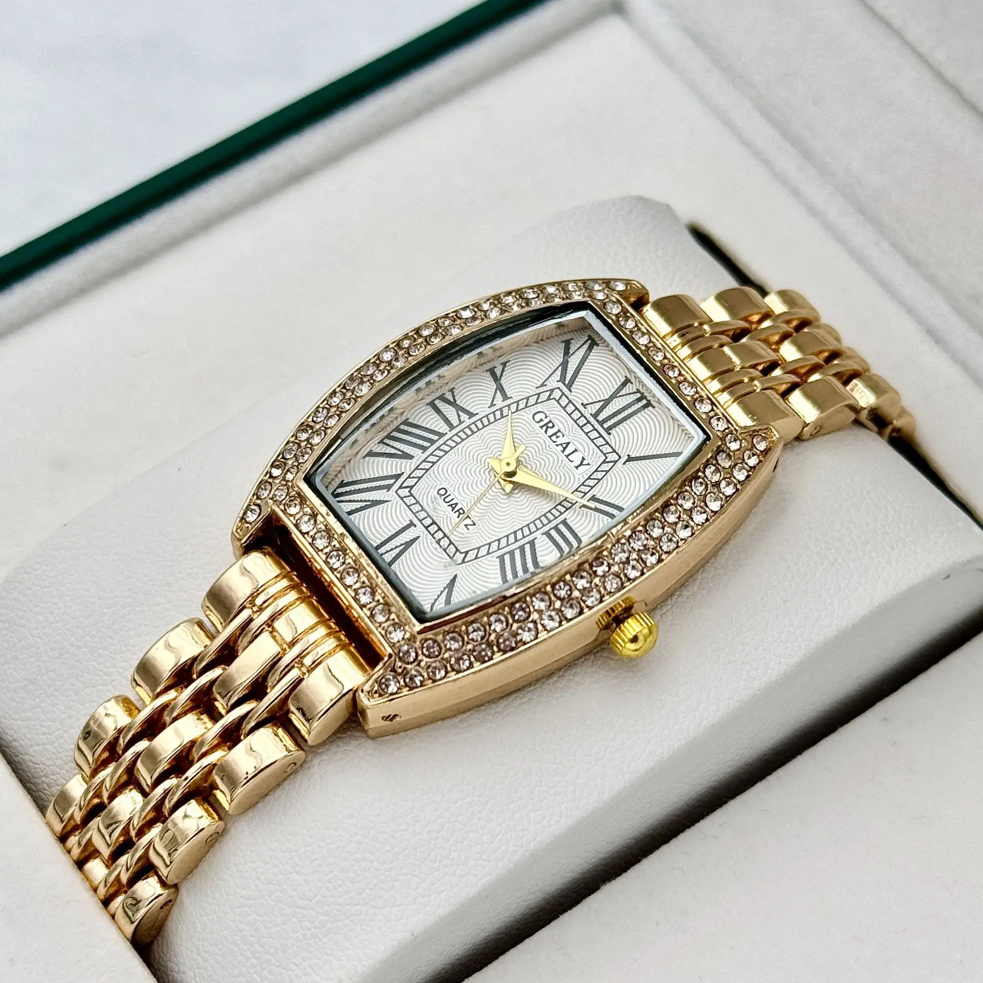 Gold Diamond-Encrusted Women's Quartz Watch — feature 6