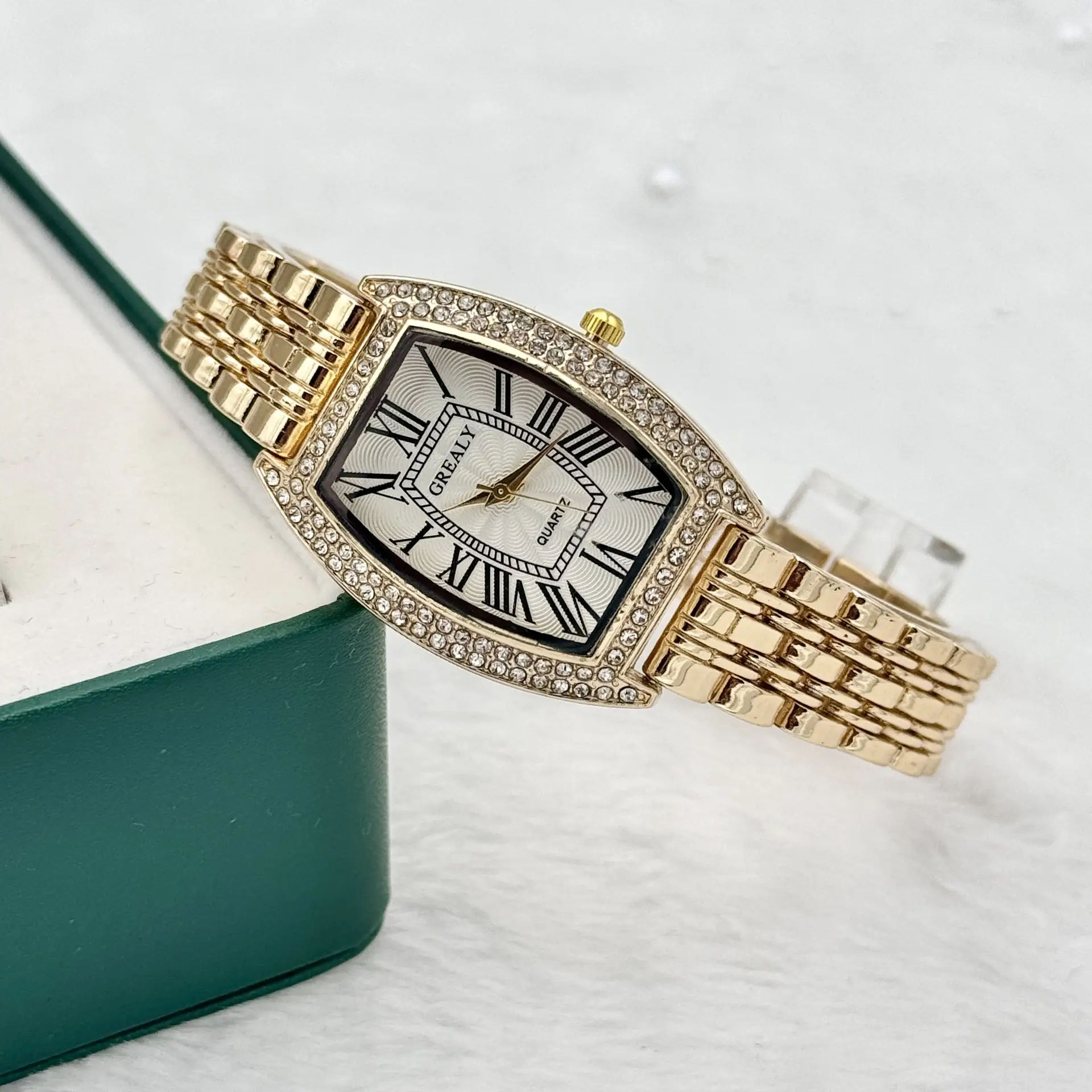 Gold Diamond-Encrusted Women's Quartz Watch — feature 7