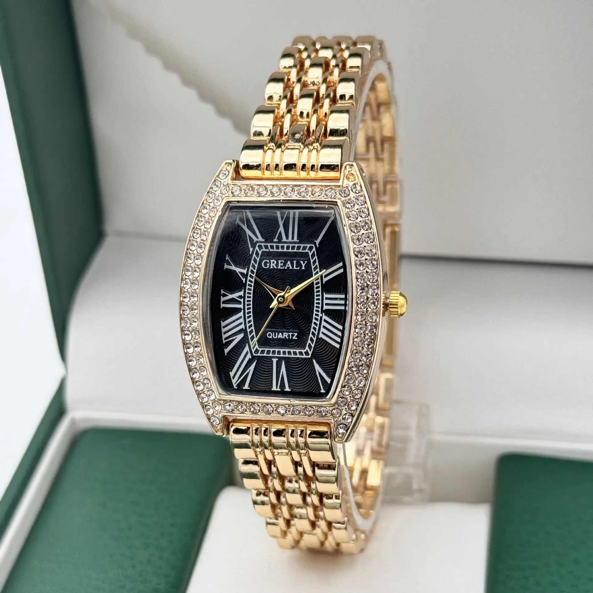 Gold Diamond-Encrusted Women's Quartz Watch — feature 8