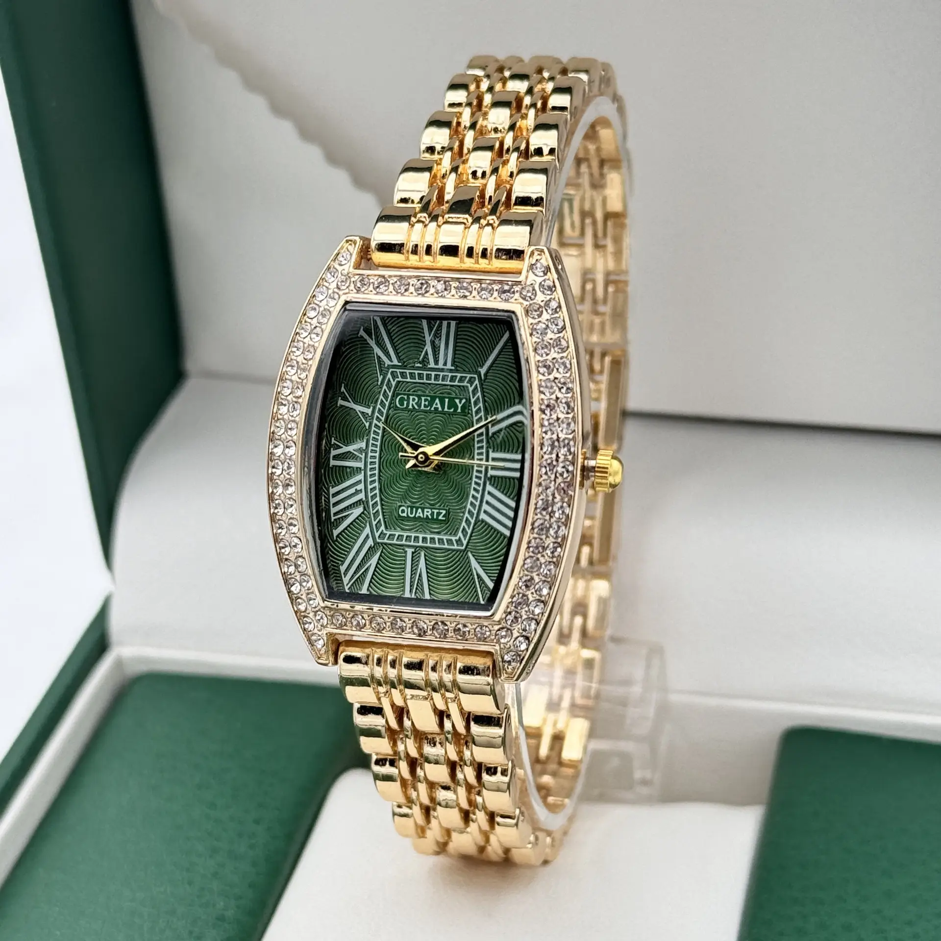 Gold Diamond-Encrusted Women's Quartz Watch — feature 9