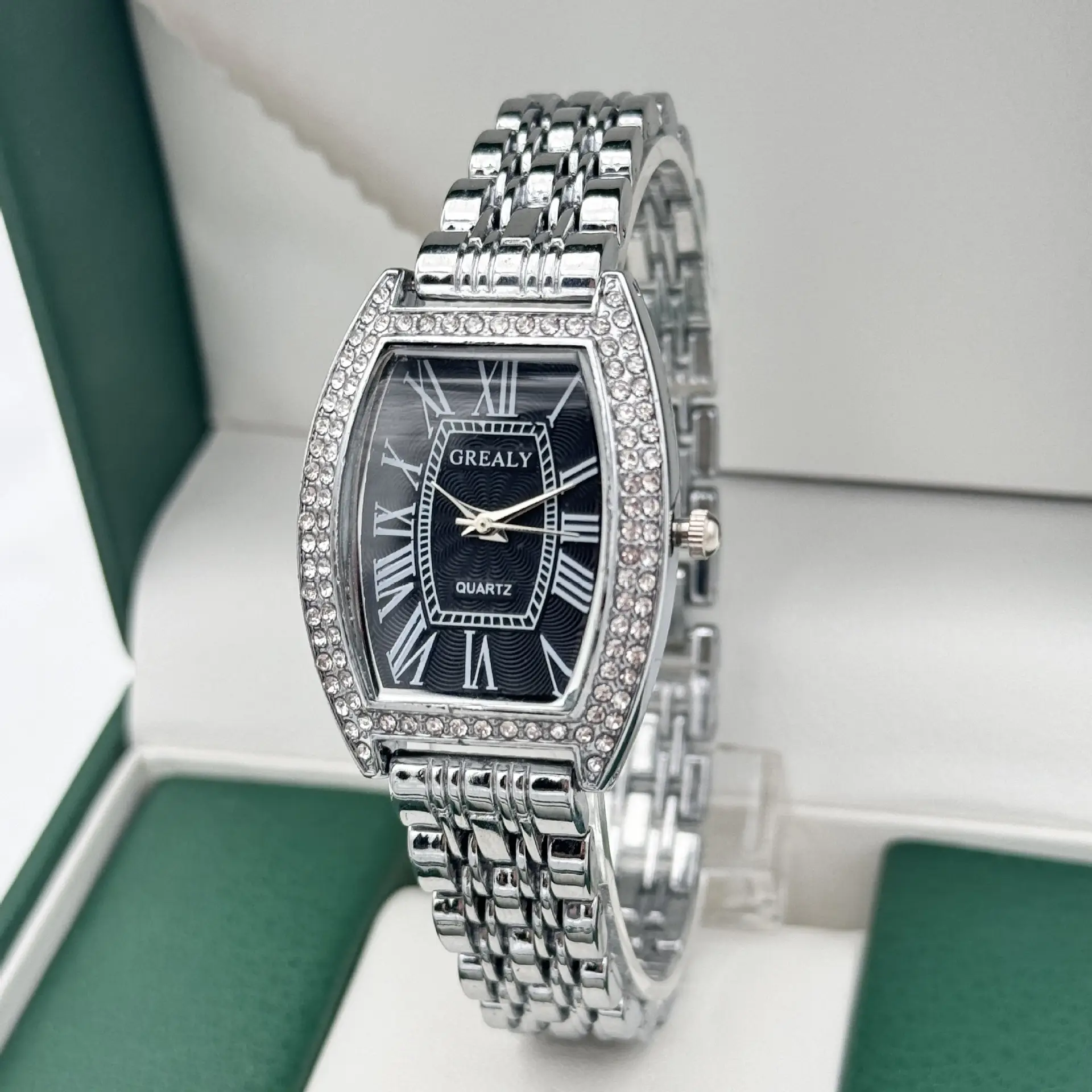 Gold Diamond-Encrusted Women's Quartz Watch
