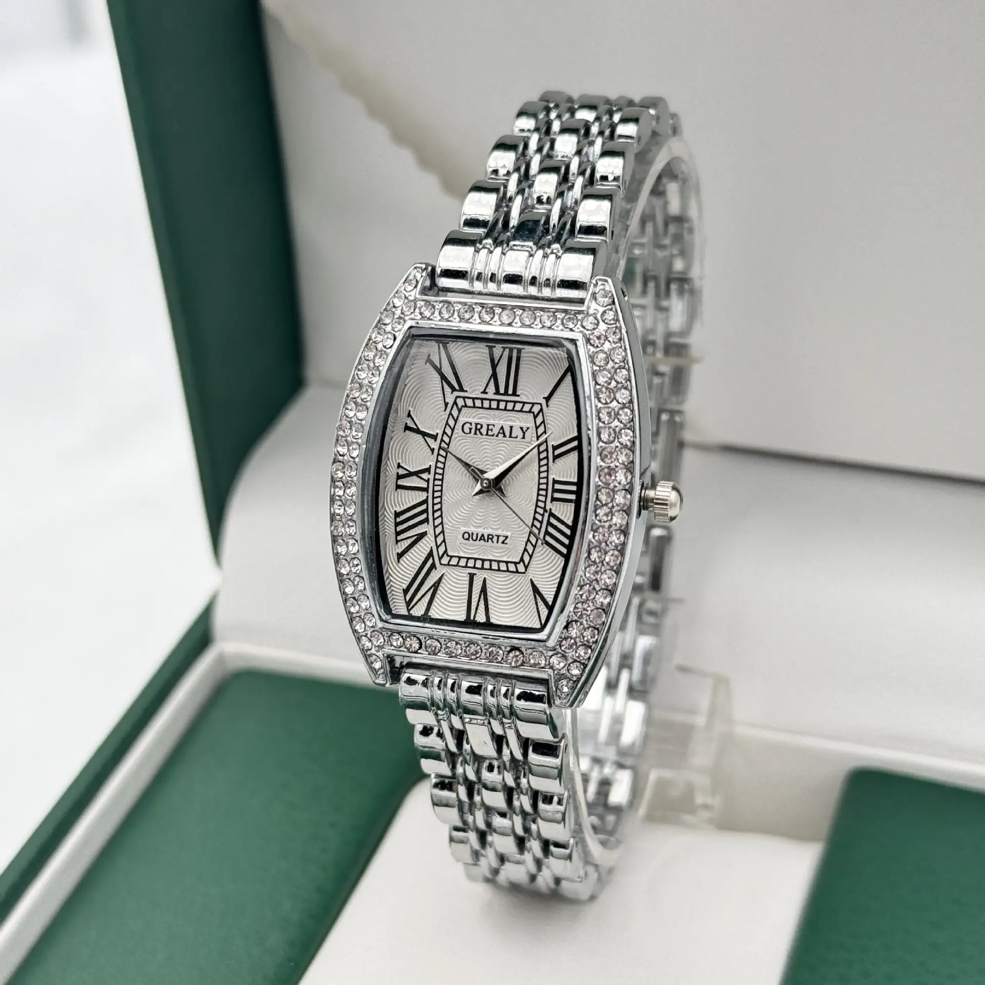 Gold Diamond-Encrusted Women's Quartz Watch