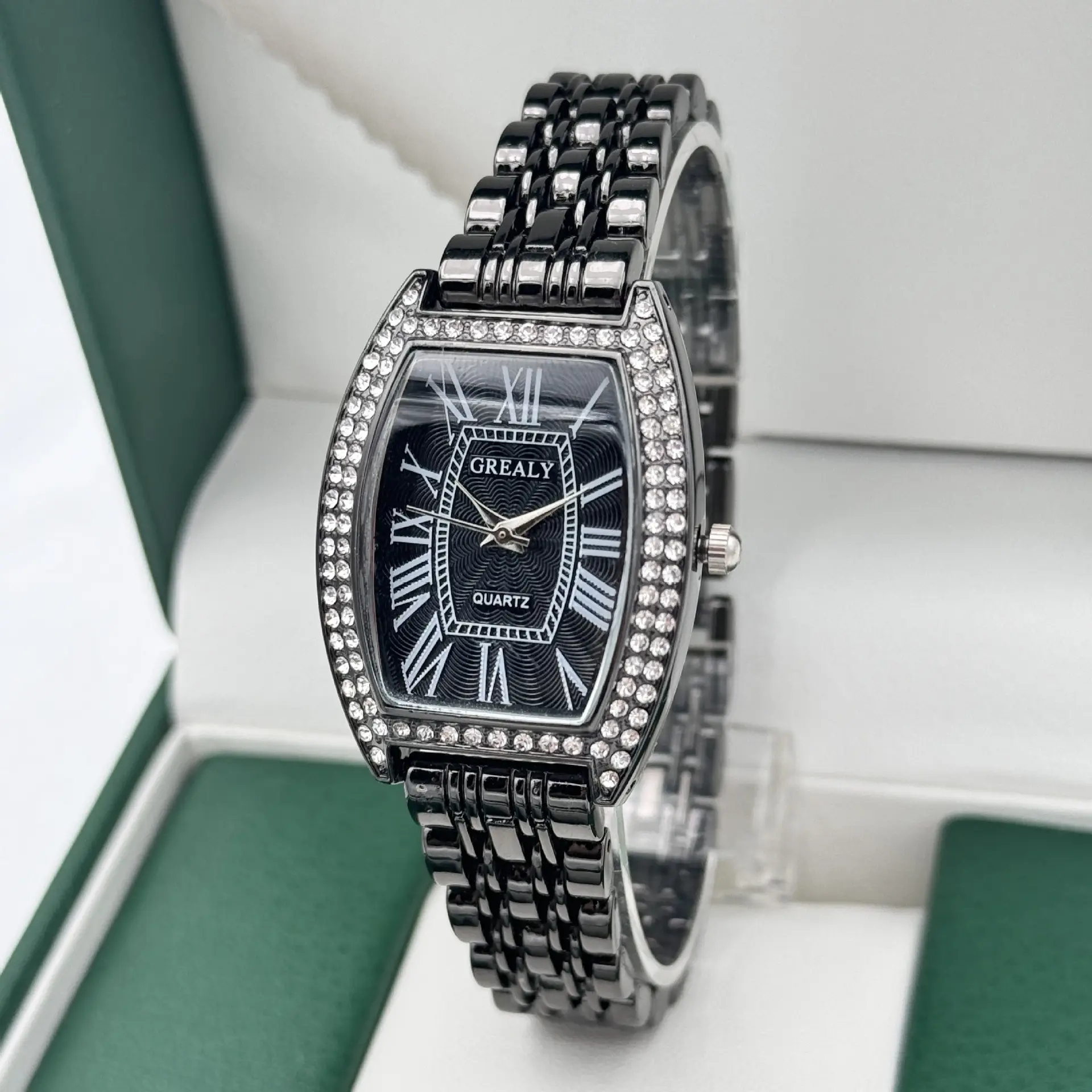 Gold Diamond-Encrusted Women's Quartz Watch