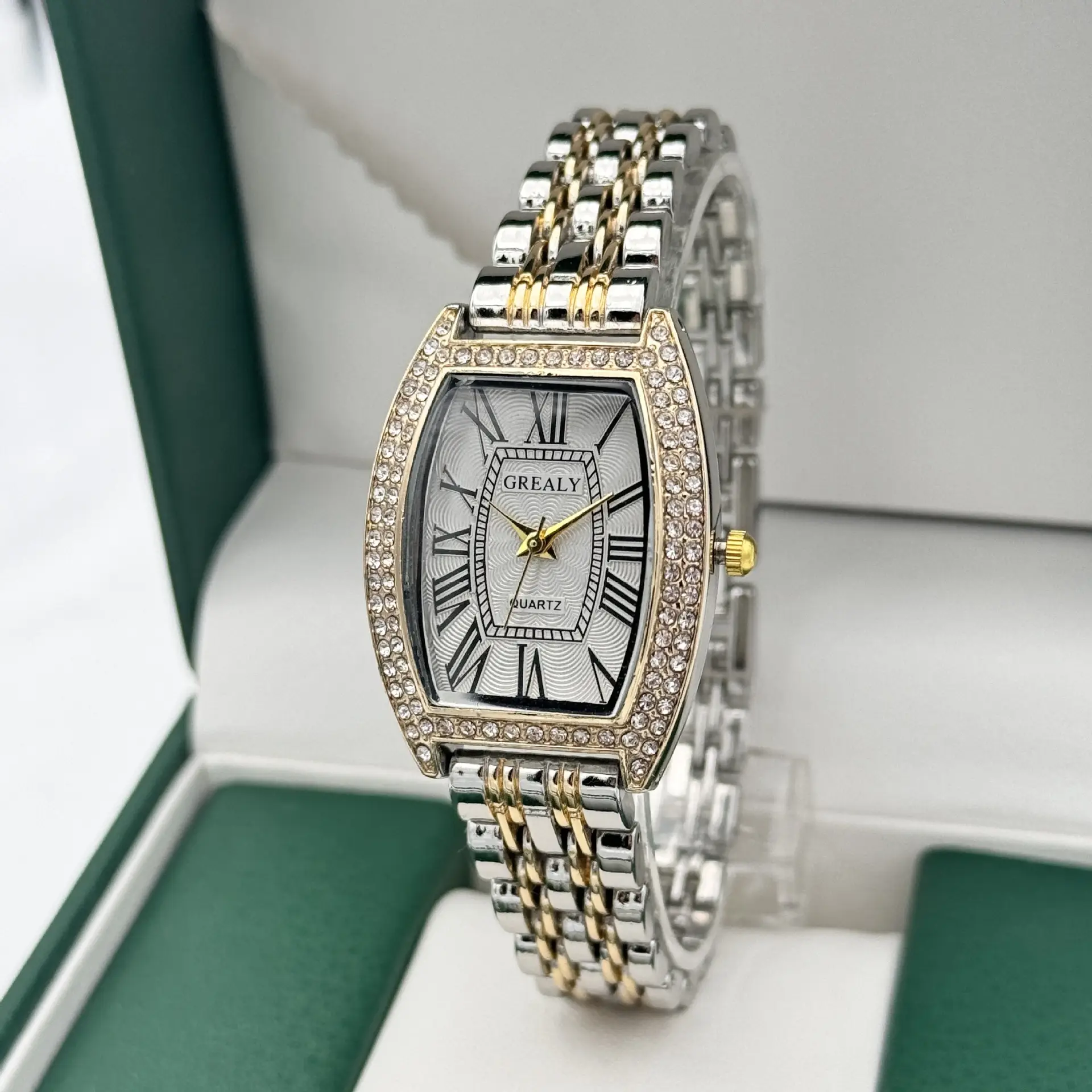 Gold Diamond-Encrusted Women's Quartz Watch