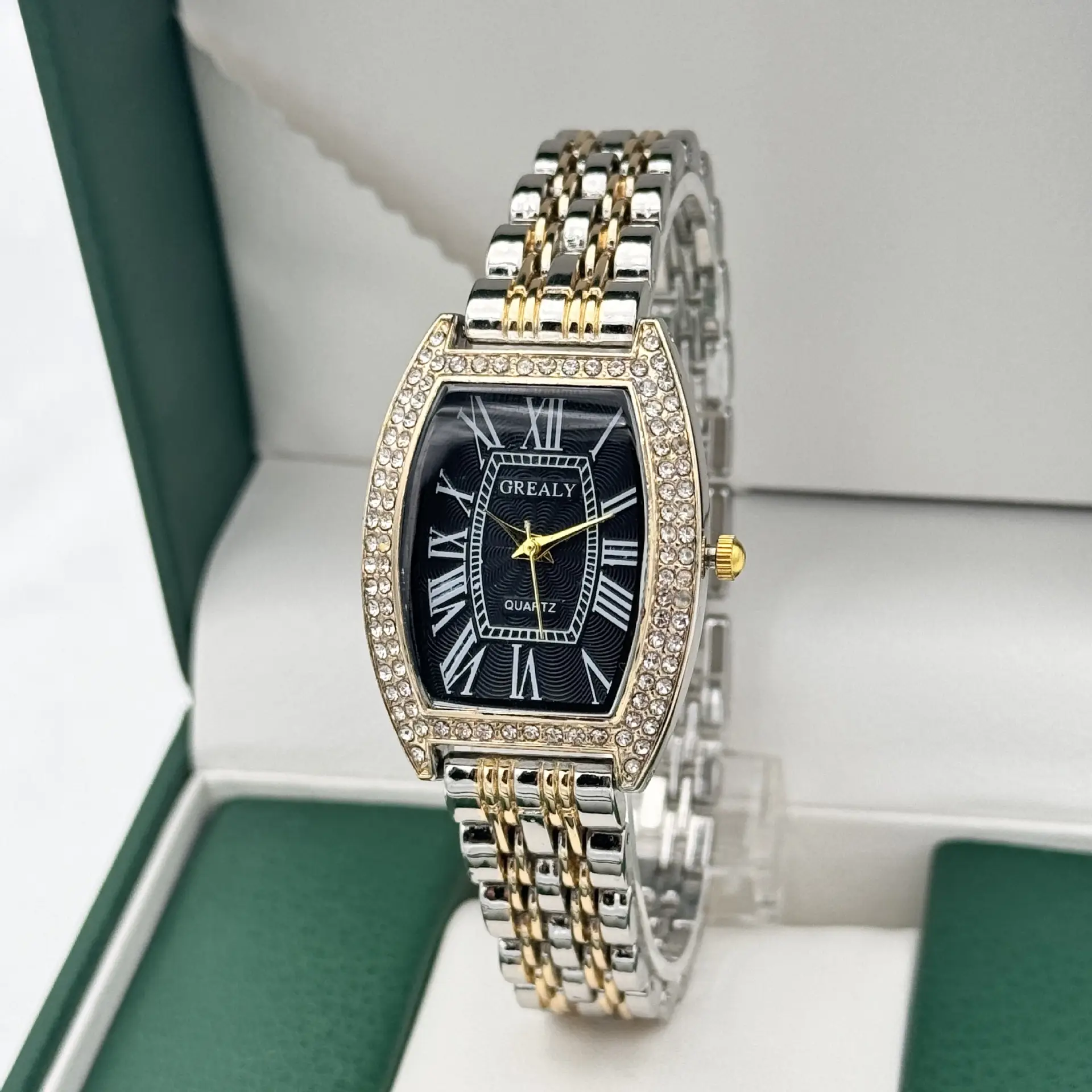 Gold Diamond-Encrusted Women's Quartz Watch