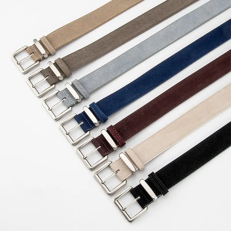 Women's Retro Leather Belt Brown Matte Velvet Belt - Image 16