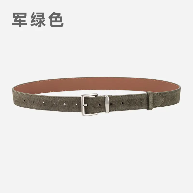 Women's Retro Leather Belt Brown Matte Velvet Belt - Image 6