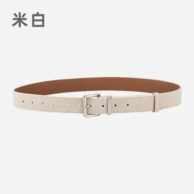 Women's Retro Leather Belt Brown Matte Velvet Belt - Image 8
