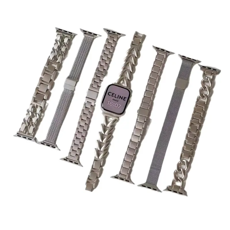 Suitable for Apple Watch 8Th Generation 7S10 Apple Watch iWatch 11Se Starlight Color Series Metal Strap 9 New