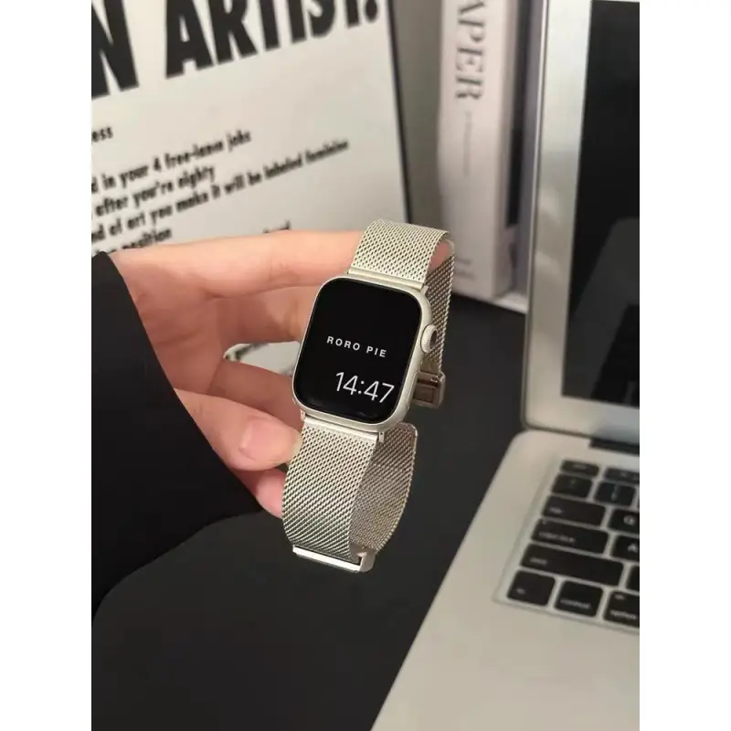 Suitable for Apple Watch 8Th Generation 7S10 Apple Watch iWatch 11Se Starlight Color Series Metal Strap 9 New