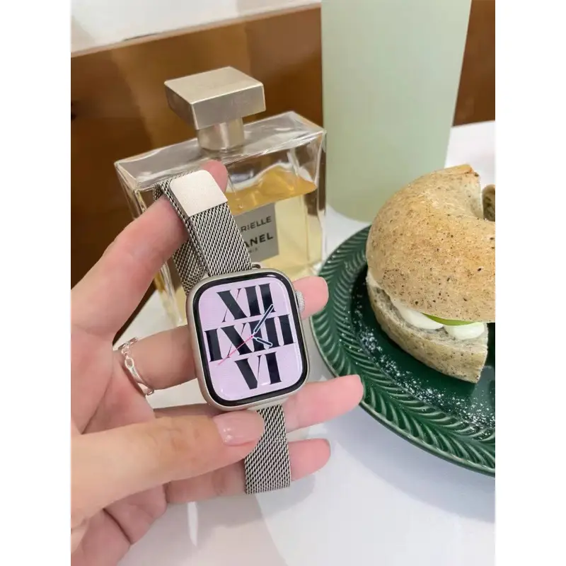 Suitable for Apple Watch 8Th Generation 7S10 Apple Watch iWatch 11Se Starlight Color Series Metal Strap 9 New