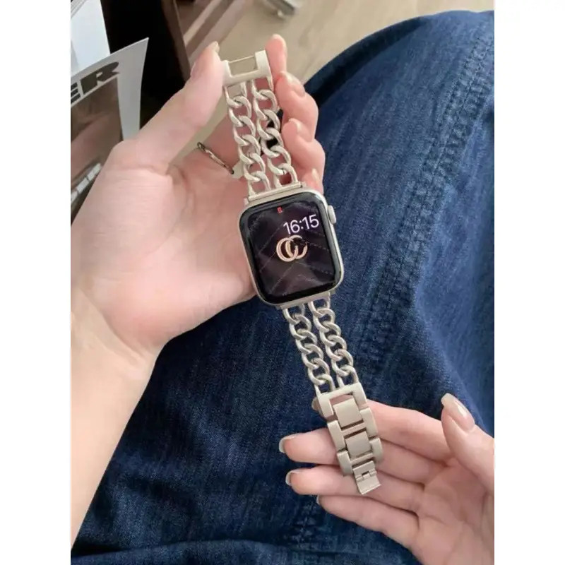 Suitable for Apple Watch 8Th Generation 7S10 Apple Watch iWatch 11Se Starlight Color Series Metal Strap 9 New