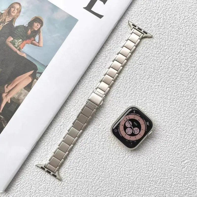 Suitable for Apple Watch 8Th Generation 7S10 Apple Watch iWatch 11Se Starlight Color Series Metal Strap 9 New