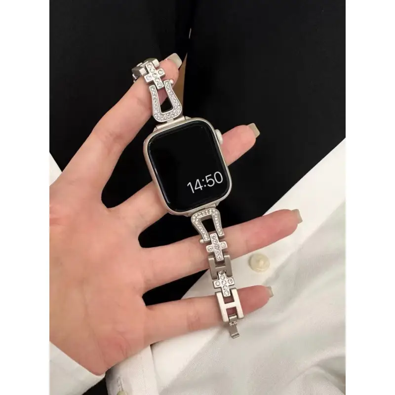 Suitable for Apple Watch 8Th Generation 7S10 Apple Watch iWatch 11Se Starlight Color Series Metal Strap 9 New