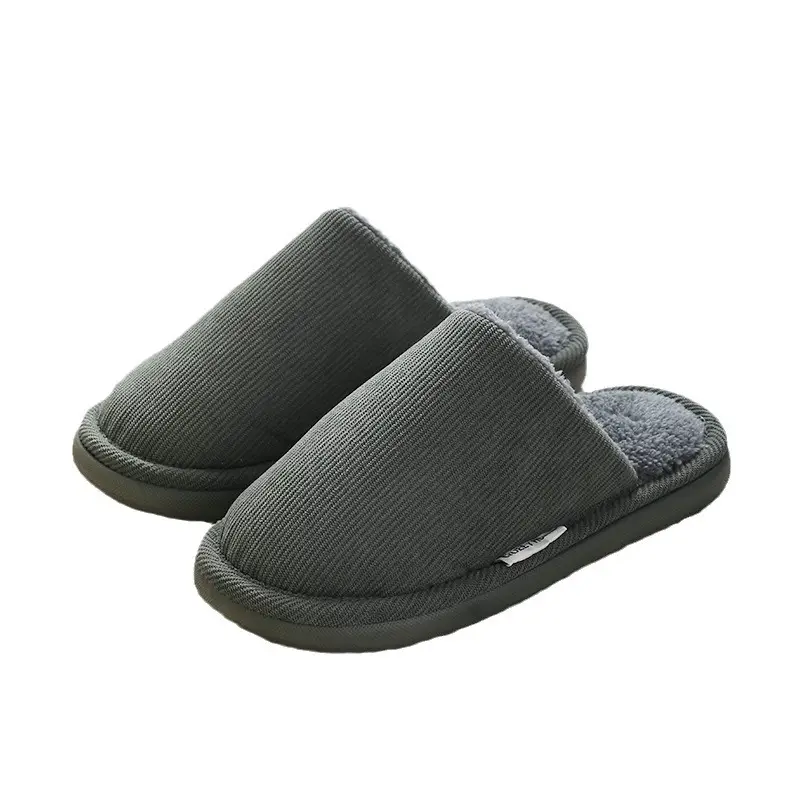 Men's Warm Grey Cotton Slippers Autumn Winter 2025