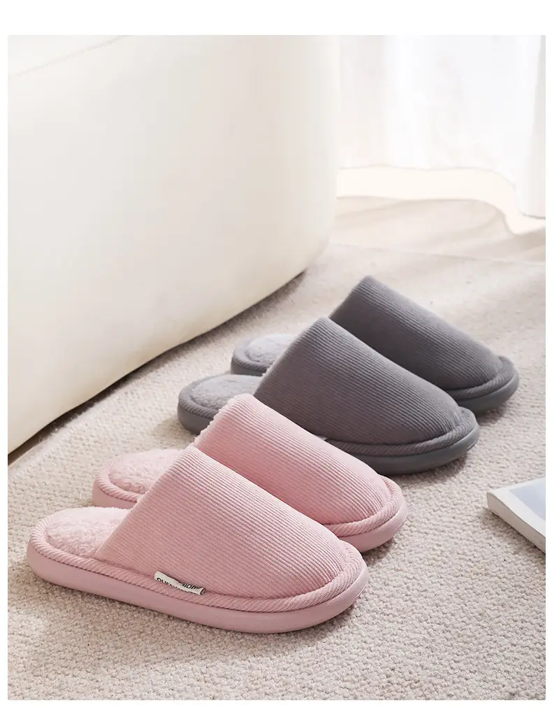 Men's Warm Grey Cotton Slippers Autumn Winter 2025 — feature 12