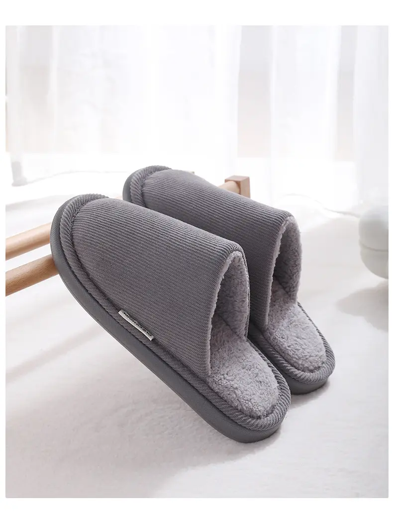 Men's Warm Grey Cotton Slippers Autumn Winter 2025 — feature 13