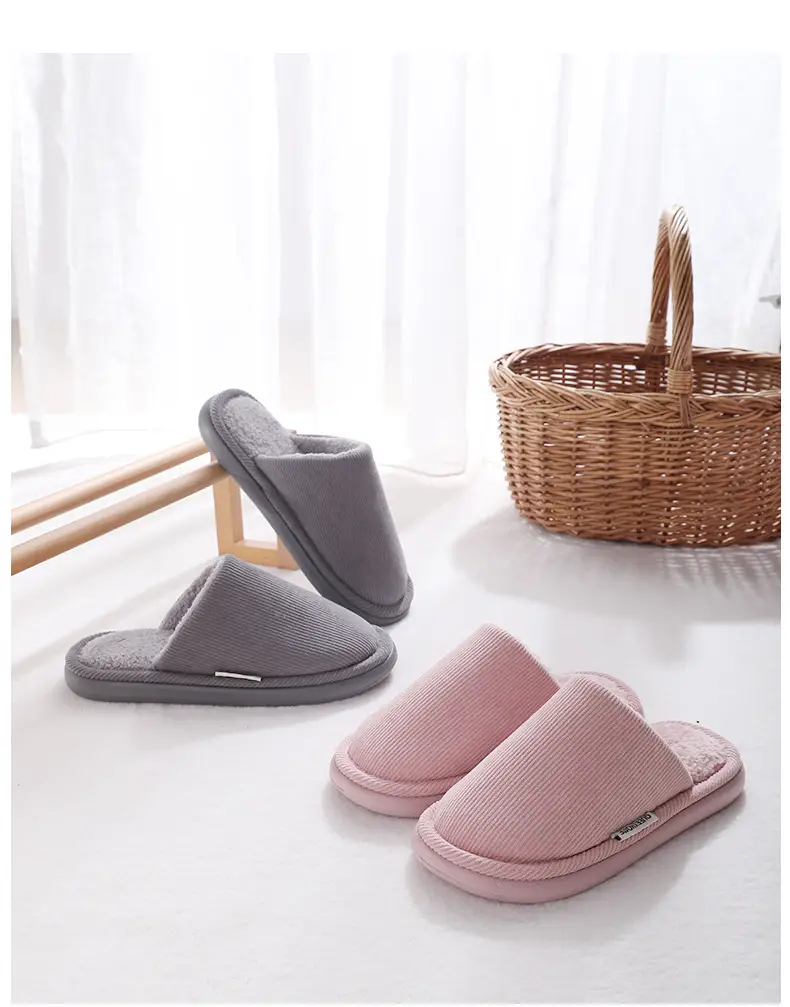 Men's Warm Grey Cotton Slippers Autumn Winter 2025 — feature 14