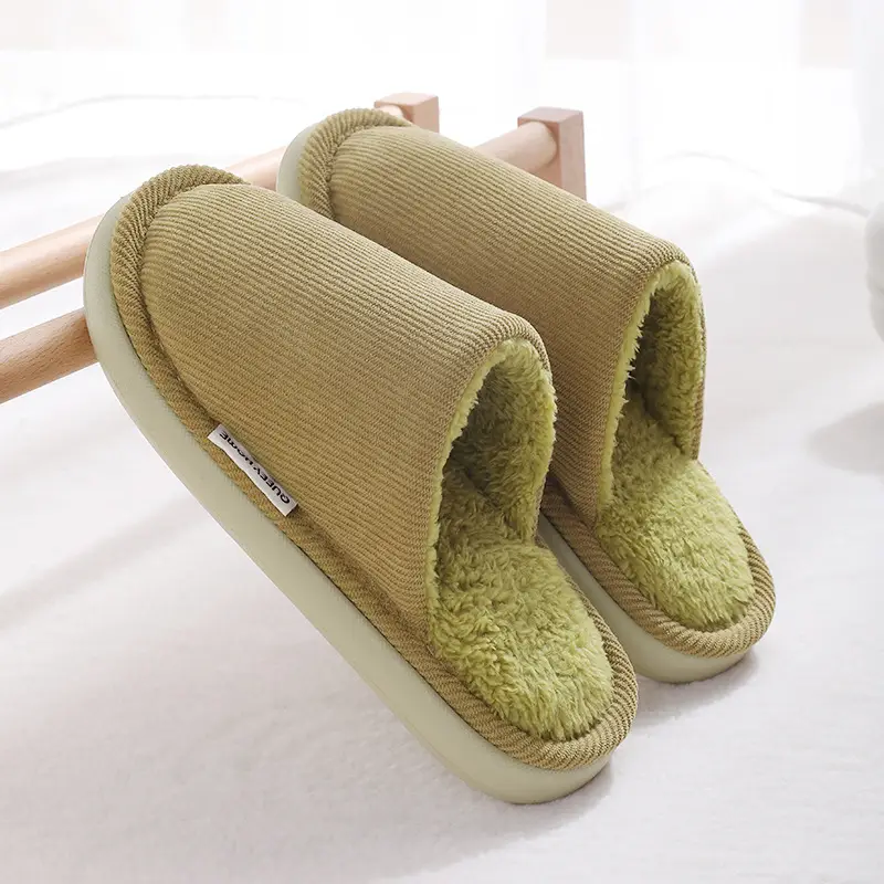 Men's Warm Grey Cotton Slippers Autumn Winter 2025