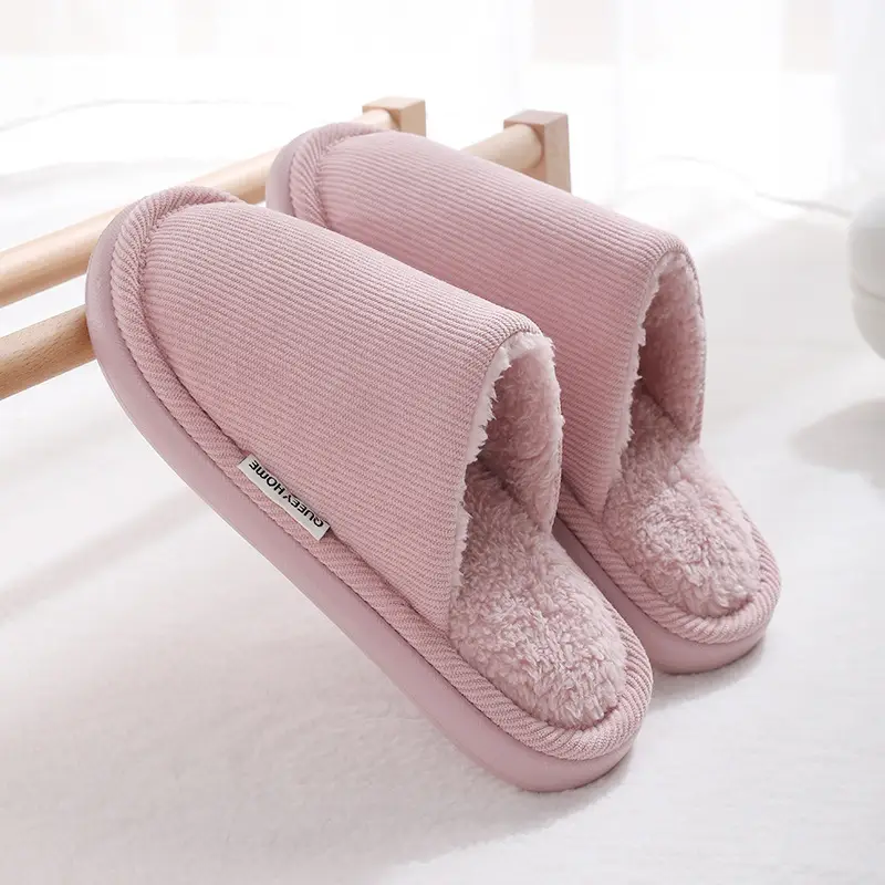 Men's Warm Grey Cotton Slippers Autumn Winter 2025
