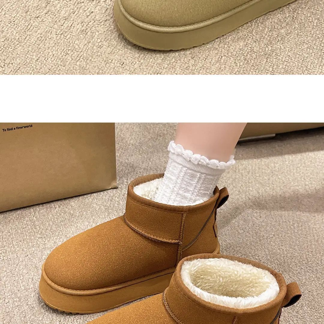 Thick-Soled Snow Boots for Women 2026 New Winter Non-Slip Fleece-Lined Thickened Warm Casual Short Boots Cotton Shoes for Women to Wear Outside — feature 21
