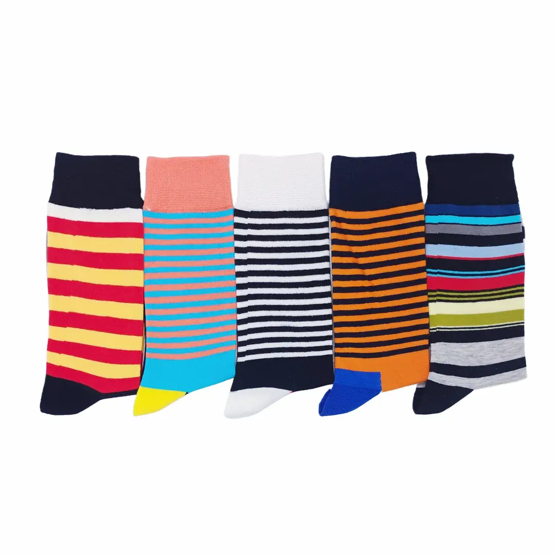 New men's striped street hip-hop mid-tube socks fashion color striped men's socks autumn and winter cotton socks wholesale