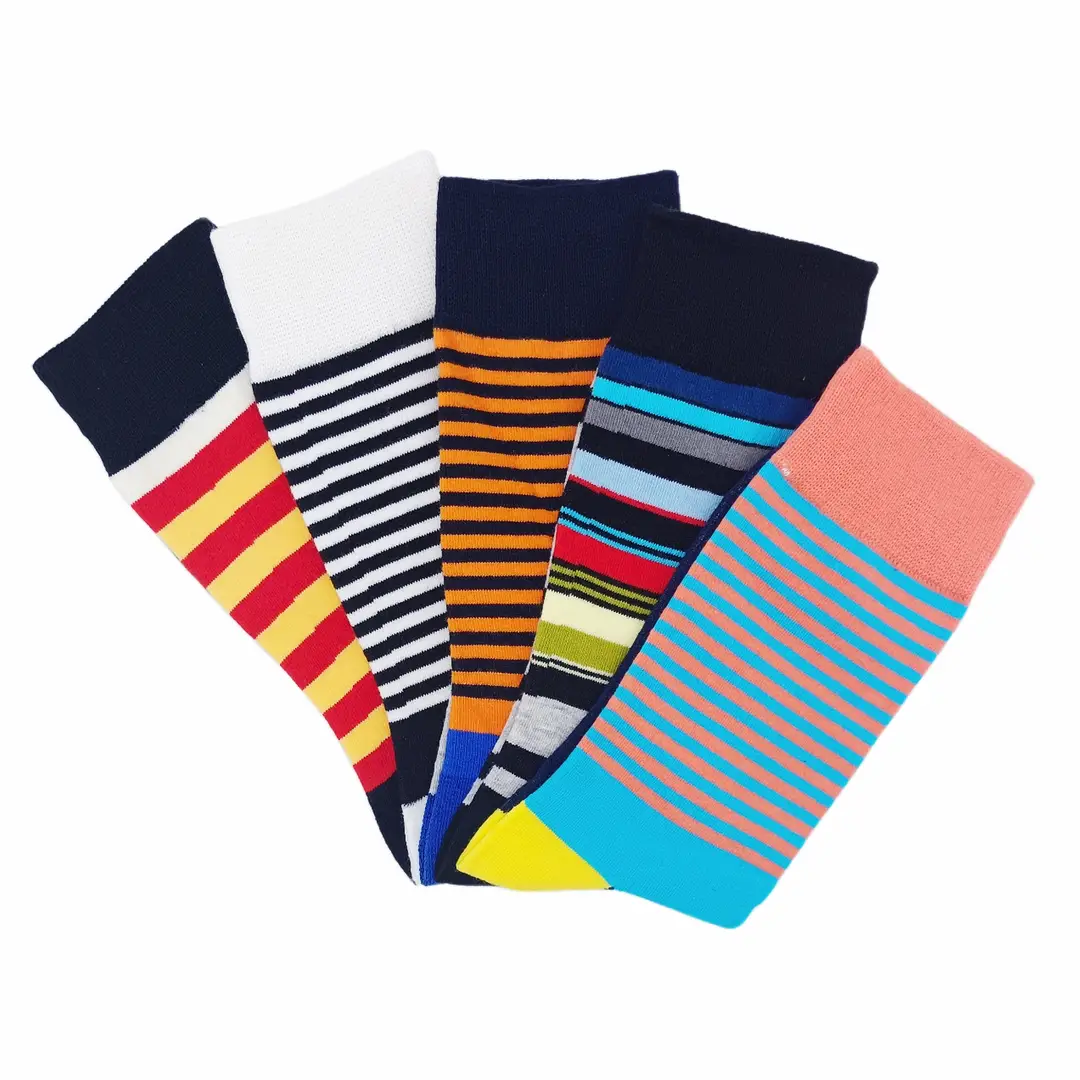 New men's striped street hip-hop mid-tube socks fashion color striped men's socks autumn and winter cotton socks wholesale