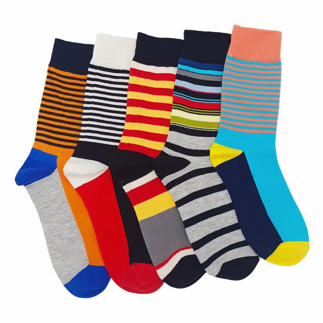 New men's striped street hip-hop mid-tube socks fashion color striped men's socks autumn and winter cotton socks wholesale — feature 10